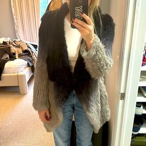 100% rabbit fur grey and black jacket size M mob wives chic